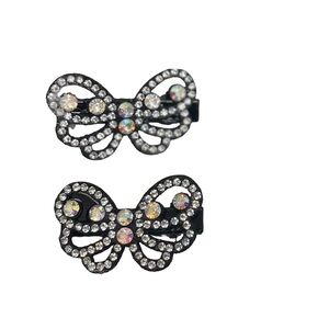 2 pc black butterfly alligator clips foam hair accessory prom wedding accessorie